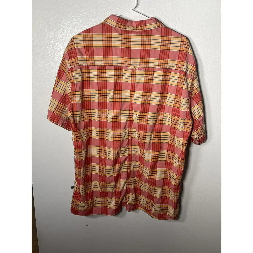 The North Face Red Yellow Plaid Mens Button Down Shirt A5 Series Size XL Hiking